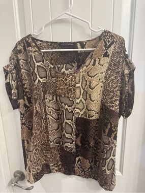 Zac & Rachel XL Brown & Beige Snakeskin Top